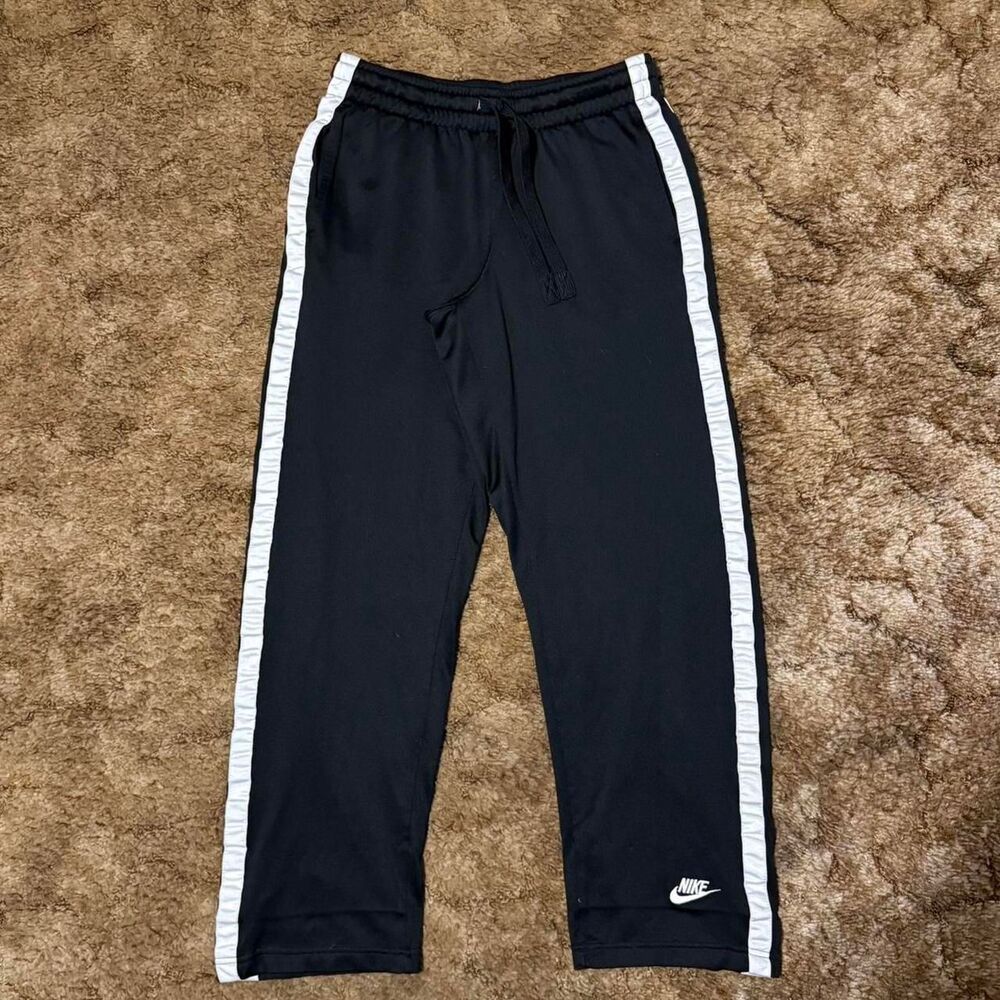 Vintage Y2K Nike Sportswear Side Stripe Track Pants Black White Size Small
